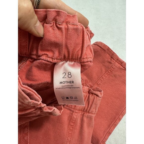 MOTHER The Springy High Rise Straight Leg Hot Coral Ankle Jeans Womens 28 Read - Picture 10 of 15